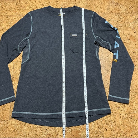 Ariat Wm’s Rebar Workman Logo Long Sleeve T-shirt  In Charcoal Gray Sz S - Picture 12 of 14